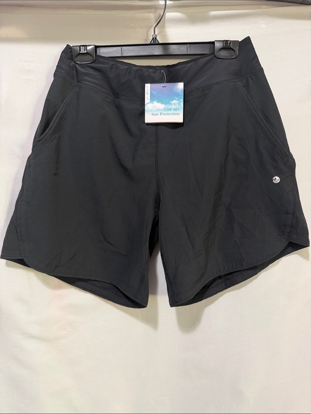 Women’s Black Athletic Shorts with UPF — Lightweight Performance